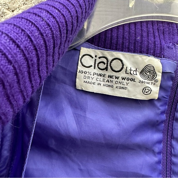 100% Wool Dress by Ciao gorgeous vintage early 1990's size 12 zip at back - Picture 10 of 16